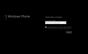 Asistente de instalación de un terminal con Windows Phone 8, en este caso un Nokia Lumia 820