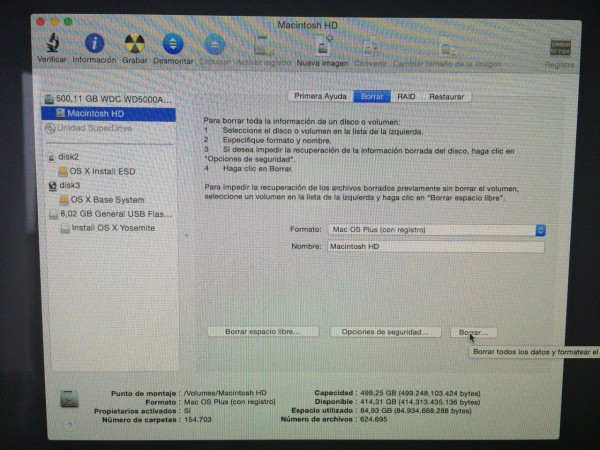 Formatear disco - Utilidad de discos de Mac OS X