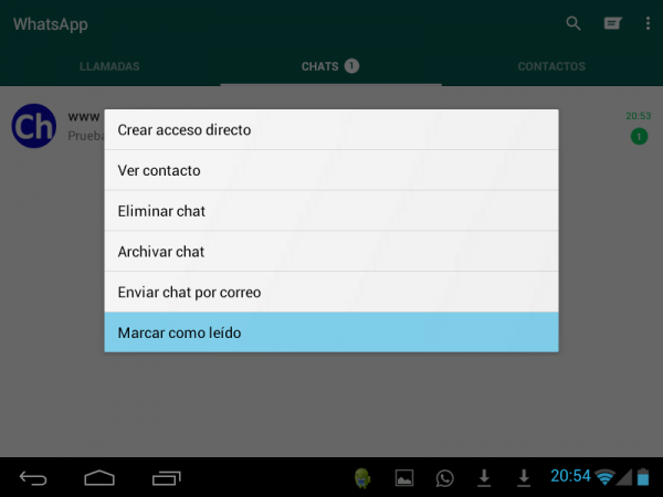 WhatsApp: marcar chat como leído en Android