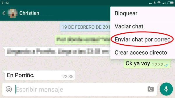 Cómo enviar por correo electrónico una conversación de WhatsApp en Android